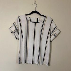 Melloday White Striped Blouse